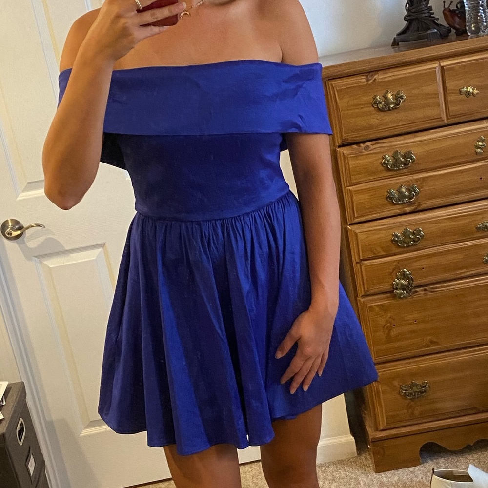Blue off the shoulder dress